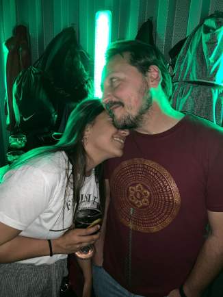 Sara con Santi Díez